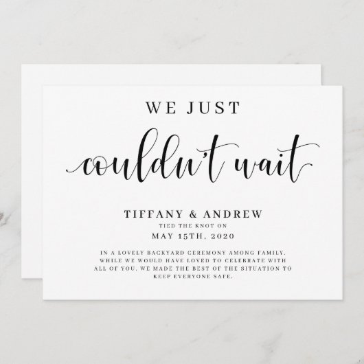 Wir konnten einfach nicht auf Hochzeit warten Ankündigung (Vorne/Hinten)