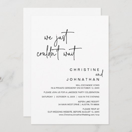 Wir konnten einfach nicht warten, das Hochzeitsess Einladung (Vorne/Hinten)