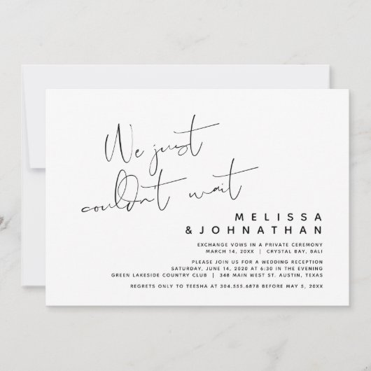 Wir konnten einfach nicht warten, das moderne Hoch Einladung (Vorderseite)