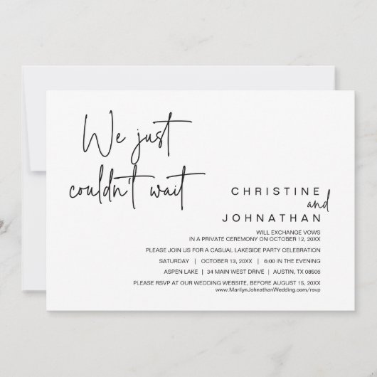 Wir konnten einfach nicht warten, Hochzeitsfeier-P Einladung (Vorderseite)