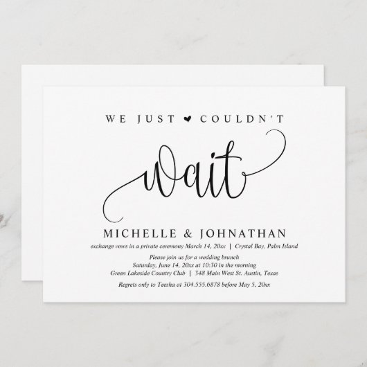 Wir konnten einfach nicht warten, Hochzeitsfeier-P Einladung (Vorne/Hinten)