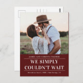 Wir konnten nicht warten Hochzeitsankündigung Postkarte (Vorne/Hinten)