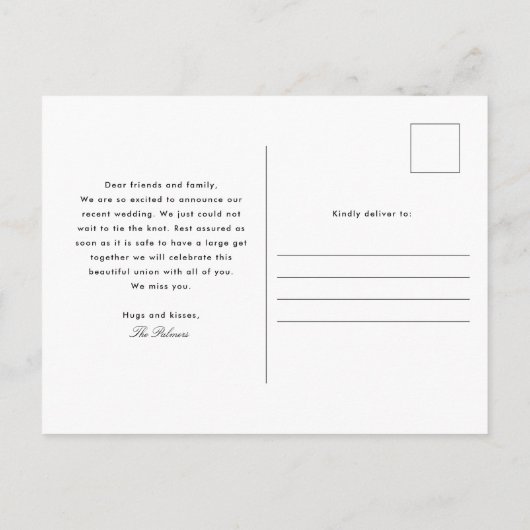 Wir konnten nicht warten Hochzeitsankündigung Postkarte (Rückseite)