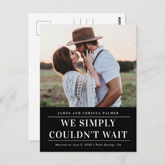 Wir konnten nicht warten Hochzeitsankündigung Postkarte (Vorne/Hinten)