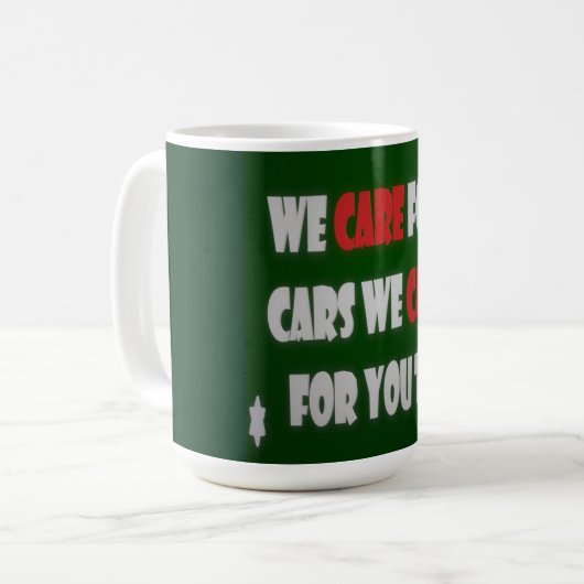 Wir kümmern uns um Autos Kaffeetasse (Vorderseite Links)