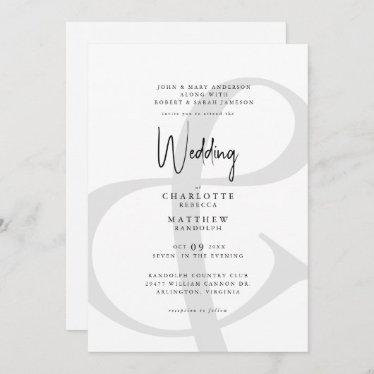 Wir laden Sie zu modernen Hochzeiten ein Einladung (Vorne/Hinten)