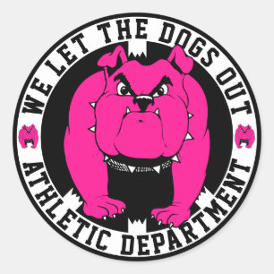Wir lassen die Athletic Dept. Bulldog-Maskottchen  Runder Aufkleber