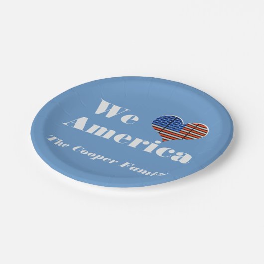 Wir Liebe Amerika Pappteller (Schrägansicht)