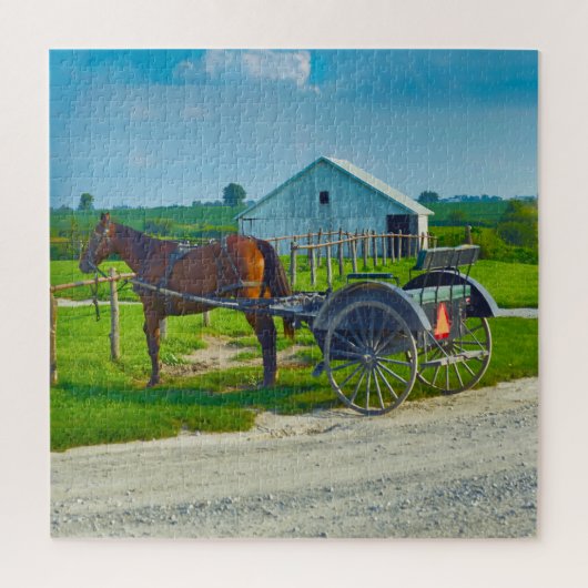 Wir Liebe Amish Carraiges in Iowa. Puzzle (Vertikal)