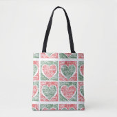 Wir Liebe der Holidays Green Red Hearts Tote Tasch Tasche (Vorderseite)