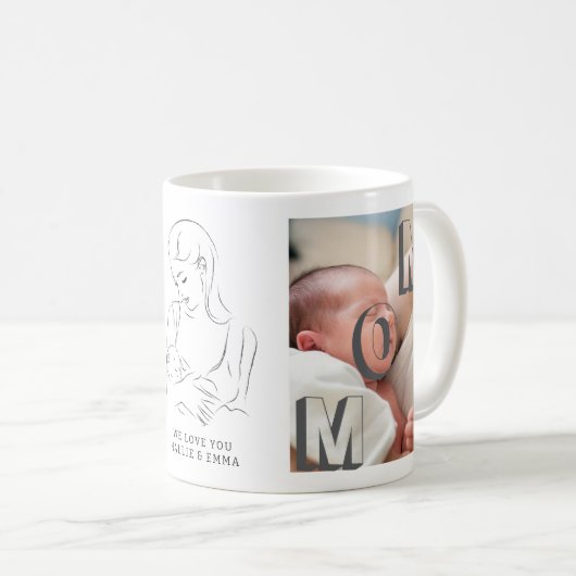 Wir Liebe dich, Mama! Benutzerdefinierte 2-Foto Co Kaffeetasse (VorderseiteRechts)