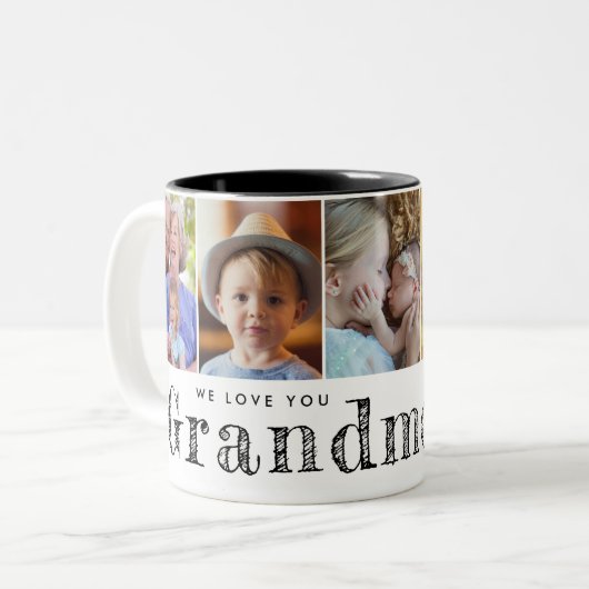 Wir Liebe dir Großmutter Großkinder Fotos Zweifarbige Tasse (Vorderseite Links)