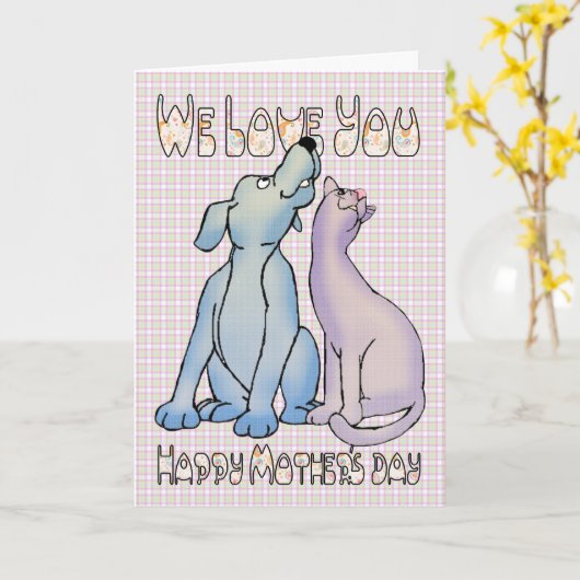 Wir Liebe dir Hund und Katzenmutter Karte (Gelbe Blume)