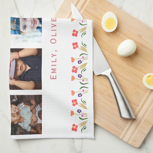 Wir Liebe dir Oma Blume 5 Fotos Keepake Geschirrtuch (Viertel Falte)