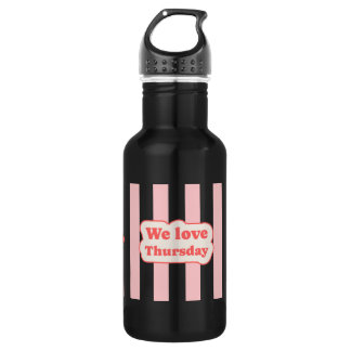 Wir Liebe Donnerstag (mit rosa Linien) Edelstahlflasche