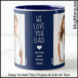 Wir Liebe Ihnen Vater, zwei Fotos Text, Navy C41 Zweifarbige Tasse