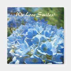 Wir Liebe lächeln! Magnete Blue Hydrangea Blume Magnet