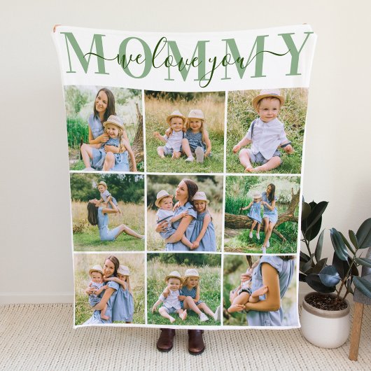 Wir Liebe Mommy Green Mother's Day Foto Collage Fleecedecke
