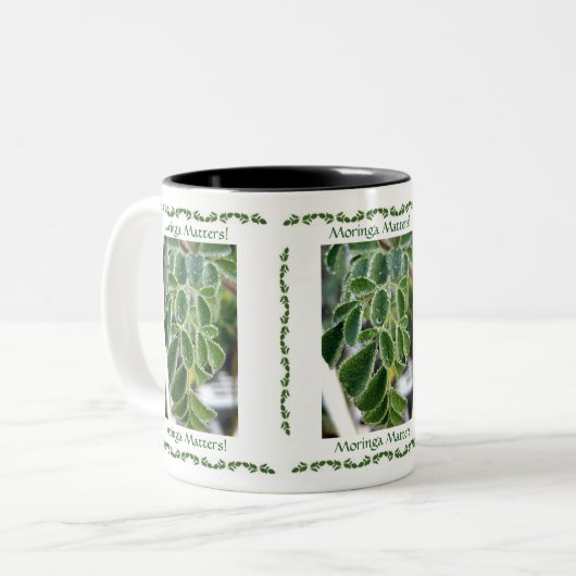 Wir Liebe Moringa! Zweifarbige Tasse (Vorderseite Links)