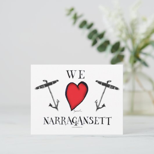 Wir Liebe Narragansett Postkarte (Stehend Vorderseite)