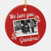 Wir Liebe Oma Gingerbrei Rotes Foto Weihnachten Keramik Ornament (Vorne)