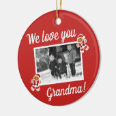 Wir Liebe Oma Gingerbrei Rotes Foto Weihnachten Keramik Ornament (Links)