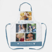 Wir Liebe Oma Grandkids 5 Foto blau und weiß Schürze (Vorderseite)