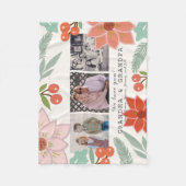 Wir Liebe Oma & Opa Blütencreme Weißes Foto Fleecedecke (Vorderseite)