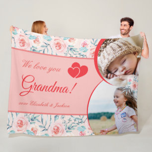 Wir Liebe Oma Pink Floral Valentinstag Foto Fleecedecke