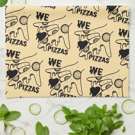 Wir Liebe Pizzas - Pizza Liebe - ASL ILY Obsession Geschirrtuch (Gefaltet)