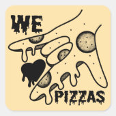 Wir Liebe Pizzas - Pizza Liebe - ASL ILY Obsession Quadratischer Aufkleber (Vorderseite)