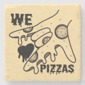 Wir Liebe Pizzas - Pizza Liebe - ASL ILY Obsession Steinuntersetzer (Vorderseite)