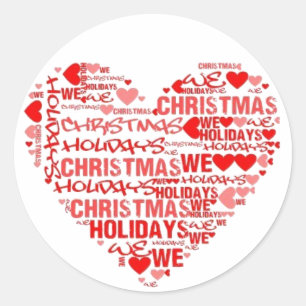 Wir Liebe Red Heart Weihnachtsbriefmarke Runder Aufkleber