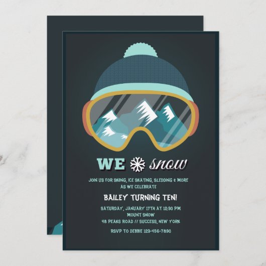 Wir Liebe Schneeflocken Einladung (Vorne/Hinten)