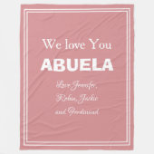 "Wir Liebe Sie ABUELA" Personalisiertes, weich ros Fleecedecke (Vorderseite)