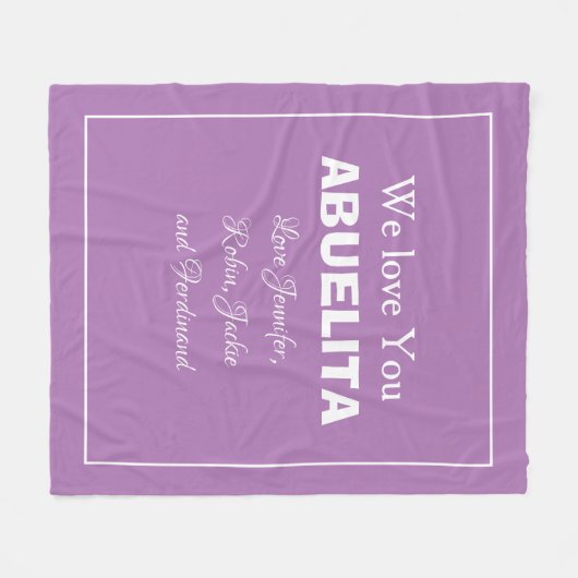"Wir Liebe Sie ABUELITA" Personalisiert Mauve Fleecedecke (Vorderseite (Horizontal))
