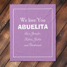 "Wir Liebe Sie ABUELITA" Personalisiert Mauve Fleecedecke