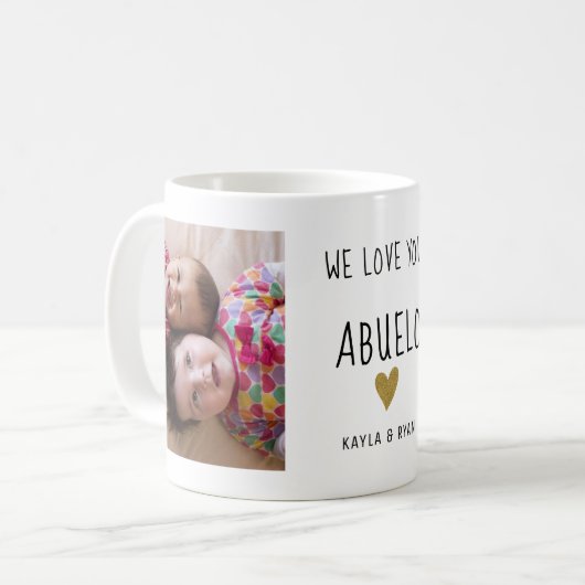 Wir Liebe Sie ABUELO 2 Foto Collage Opa Kaffeetasse (Vorderseite Links)