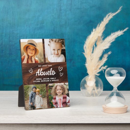 Wir Liebe Sie Abuelo Rustikale Holzfotografie Coll Fotoplatte (Seite)