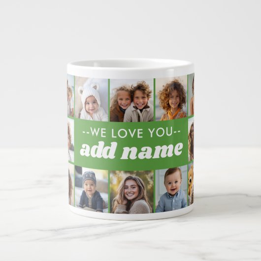 Wir Liebe Sie ADD NAME - 18 Foto Collage Jumbo-Tasse (Vorderseite)