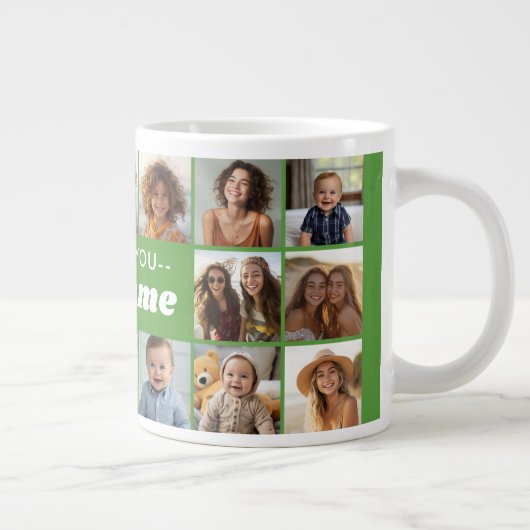 Wir Liebe Sie ADD NAME - 18 Foto Collage Jumbo-Tasse (Rechts)