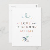 Wir Liebe Sie auf den Mond und die Rückseite Postk Postkarte (Vorne/Hinten)