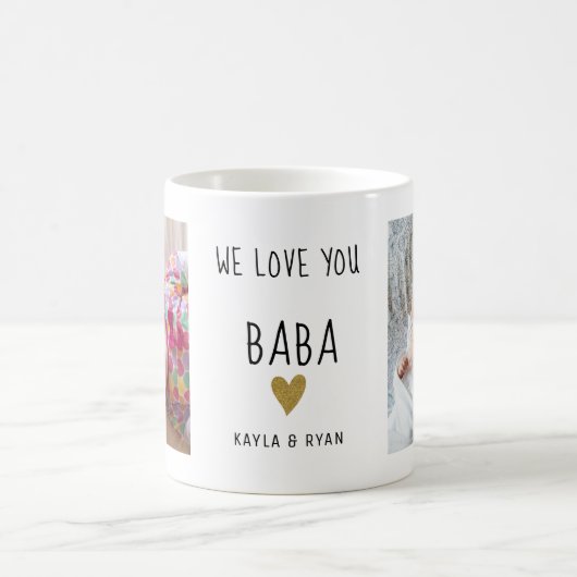 Wir Liebe Sie Baba 2 Foto Collage Opa Kaffeetasse (Mittel)