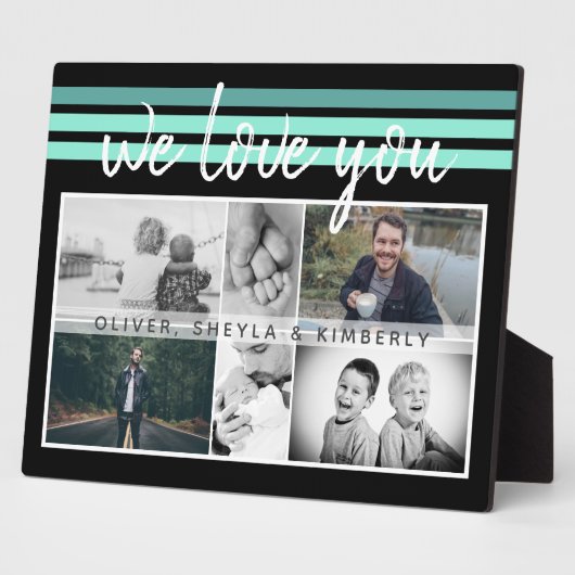 Wir Liebe Sie Black Script Familie 6 Foto Collage Fotoplatte (Seite)