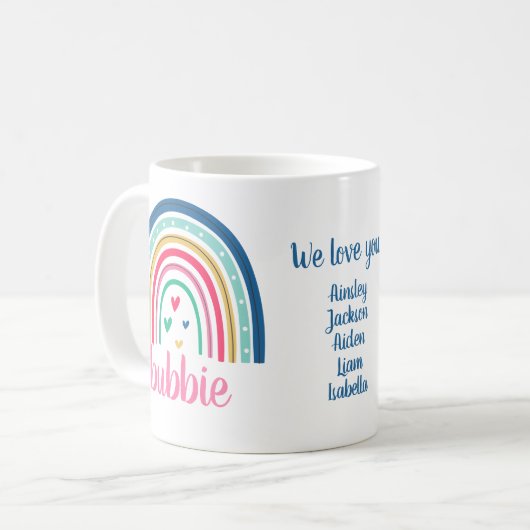 Wir Liebe Sie Bubbie Rainbow Kaffee Tasse (Vorderseite Links)