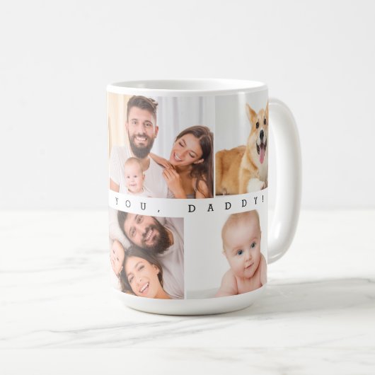 Wir Liebe Sie Daddy 6 Foto Collage custom Kaffeetasse (VorderseiteRechts)