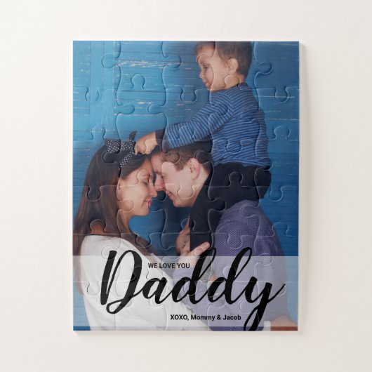 Wir Liebe Sie Daddy Custom Foto Names Puzzle (Vertikal)