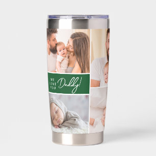 Wir Liebe Sie Daddy Custom Fotos Vatertag grün Thermobecher