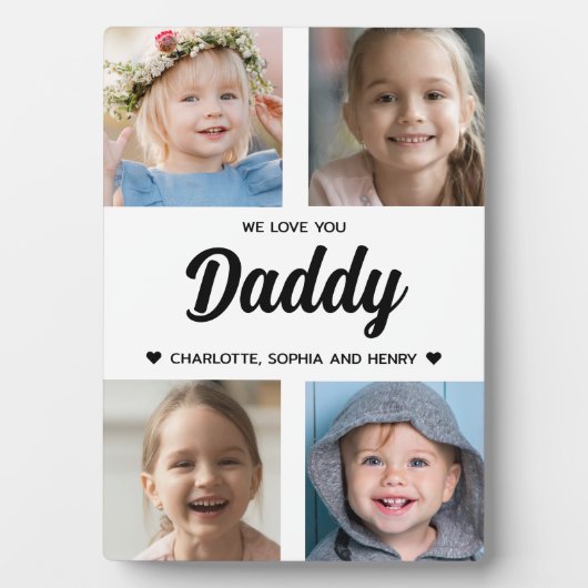 Wir Liebe Sie Daddy Familie halten Foto Collage Fotoplatte (Vorderseite)