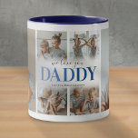 Wir Liebe Sie Daddy Foto Collage Tasse<br><div class="desc">Personalisierte Kaffee-Tasse für besondere Väter mit einer 6 Foto-Collage-Vorlage der Kinder,  den Worten "Wir Liebe du Papa" in einem trendigen Schriftart mit blauen Farbverläufen und den Kindernamen.</div>